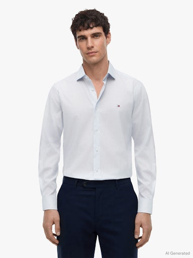 Hemden lange mouw blauw Tommy Hilfiger