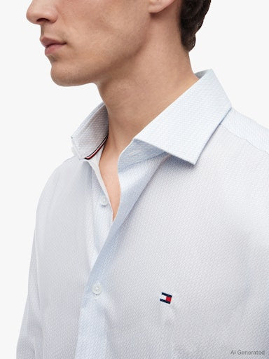 Hemden lange mouw blauw Tommy Hilfiger