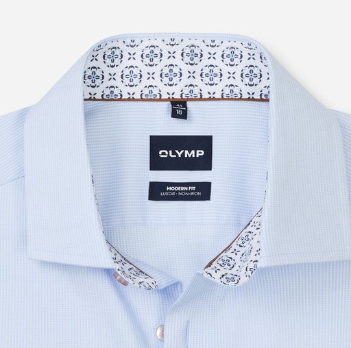 Hemden lange mouw blauw OLYMP