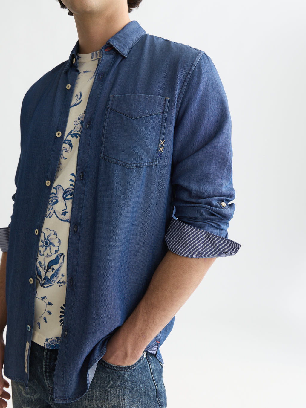 Hemden lange mouw blauw Scotch & Soda