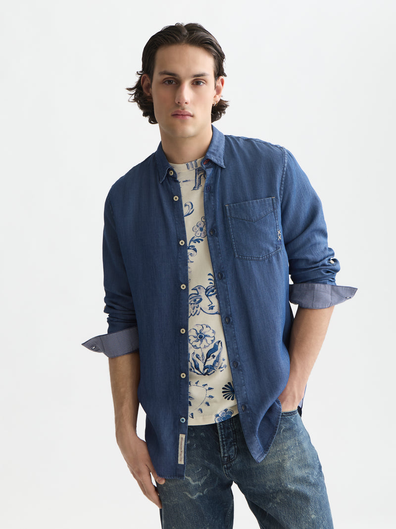 Hemden lange mouw blauw Scotch & Soda