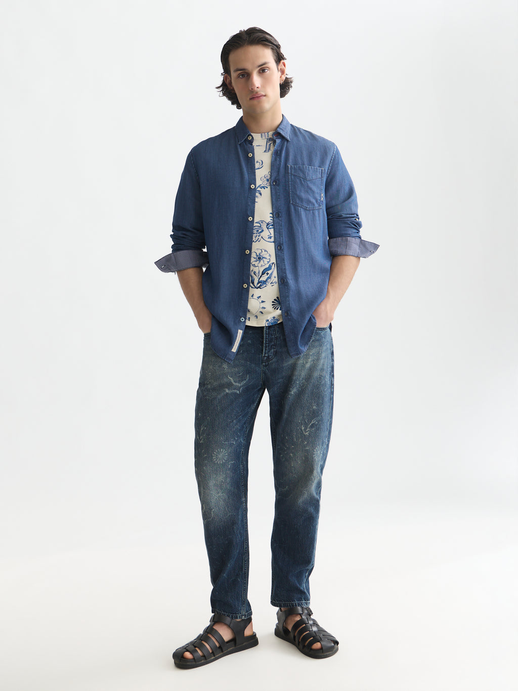 Hemden lange mouw blauw Scotch & Soda