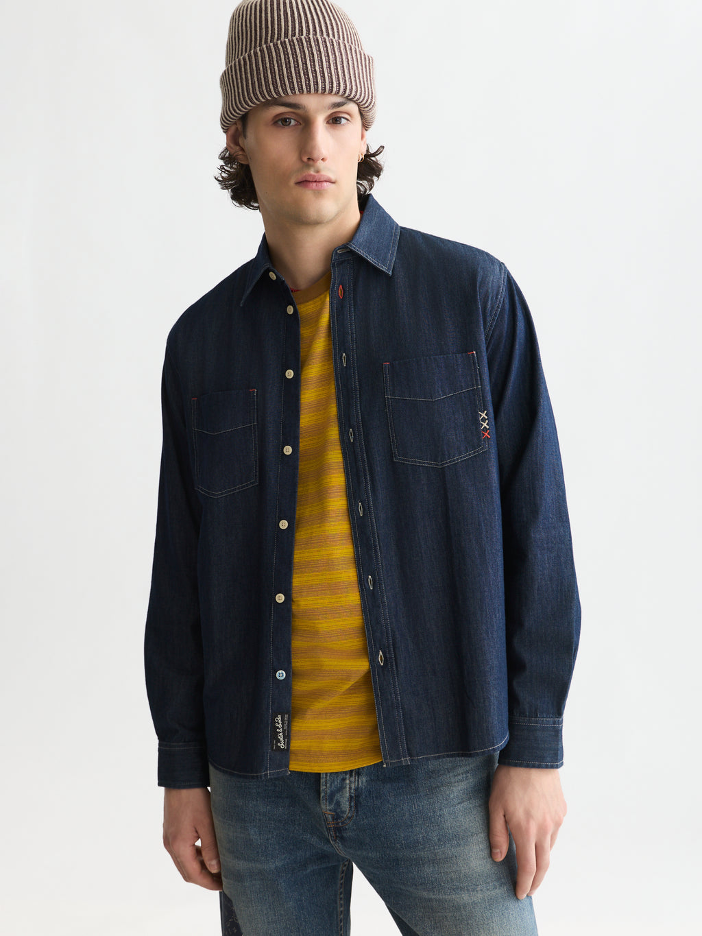Hemden lange mouw blauw Scotch & Soda