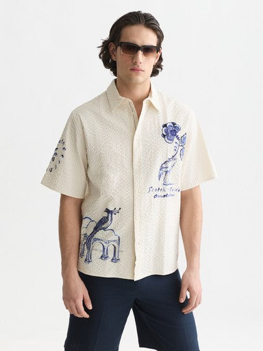 Hemden korte mouw beige Scotch & Soda