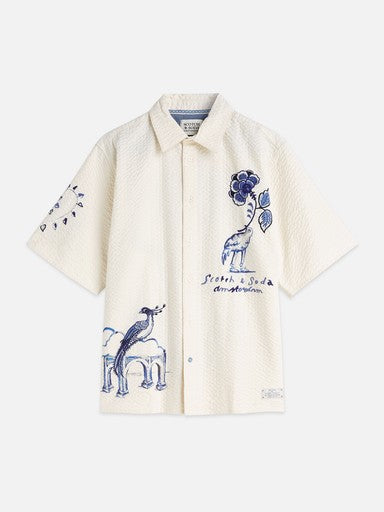 Hemden korte mouw beige Scotch & Soda