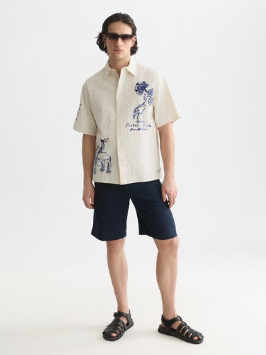 Hemden korte mouw beige Scotch & Soda