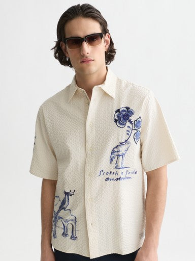 Hemden korte mouw beige Scotch & Soda