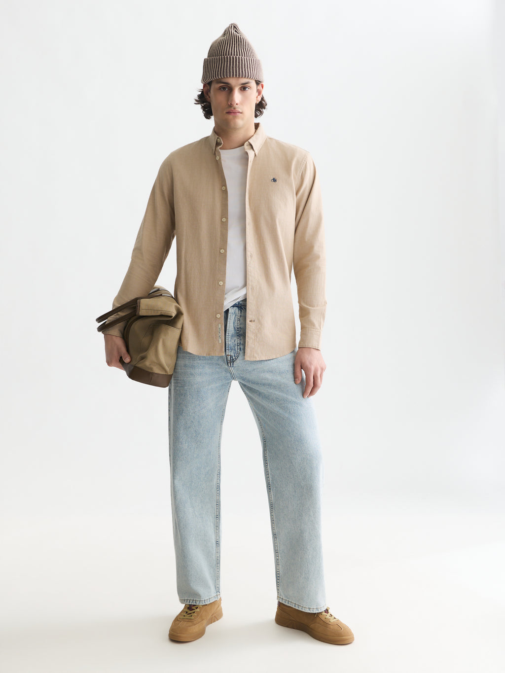 Hemden lange mouw beige Scotch & Soda