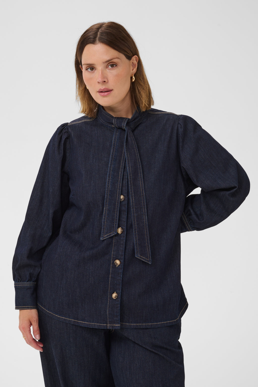 Blouses lange mouw blauw Kaffe curve