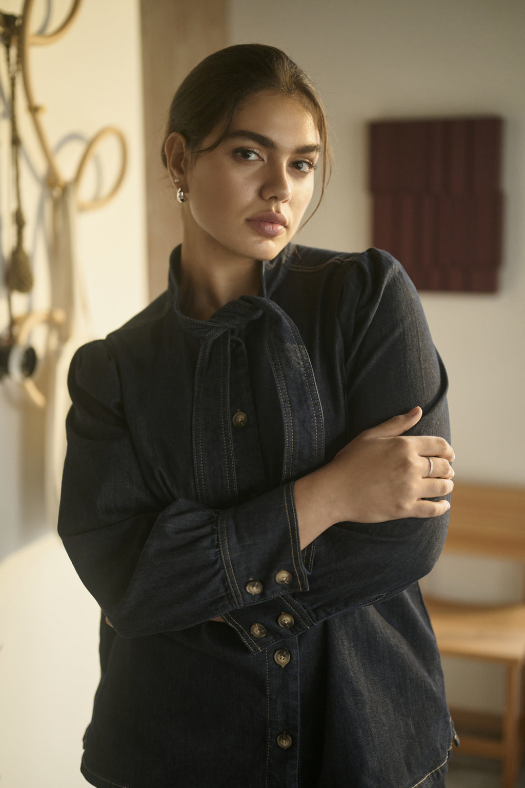 Blouses lange mouw blauw Kaffe curve