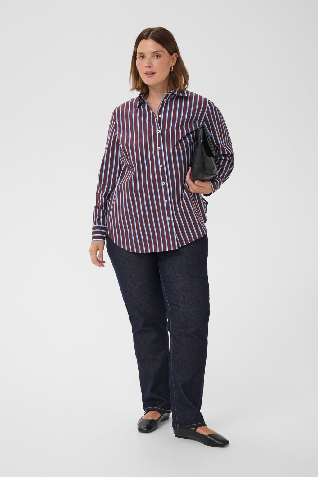 Blouses lange mouw bruin Kaffe curve