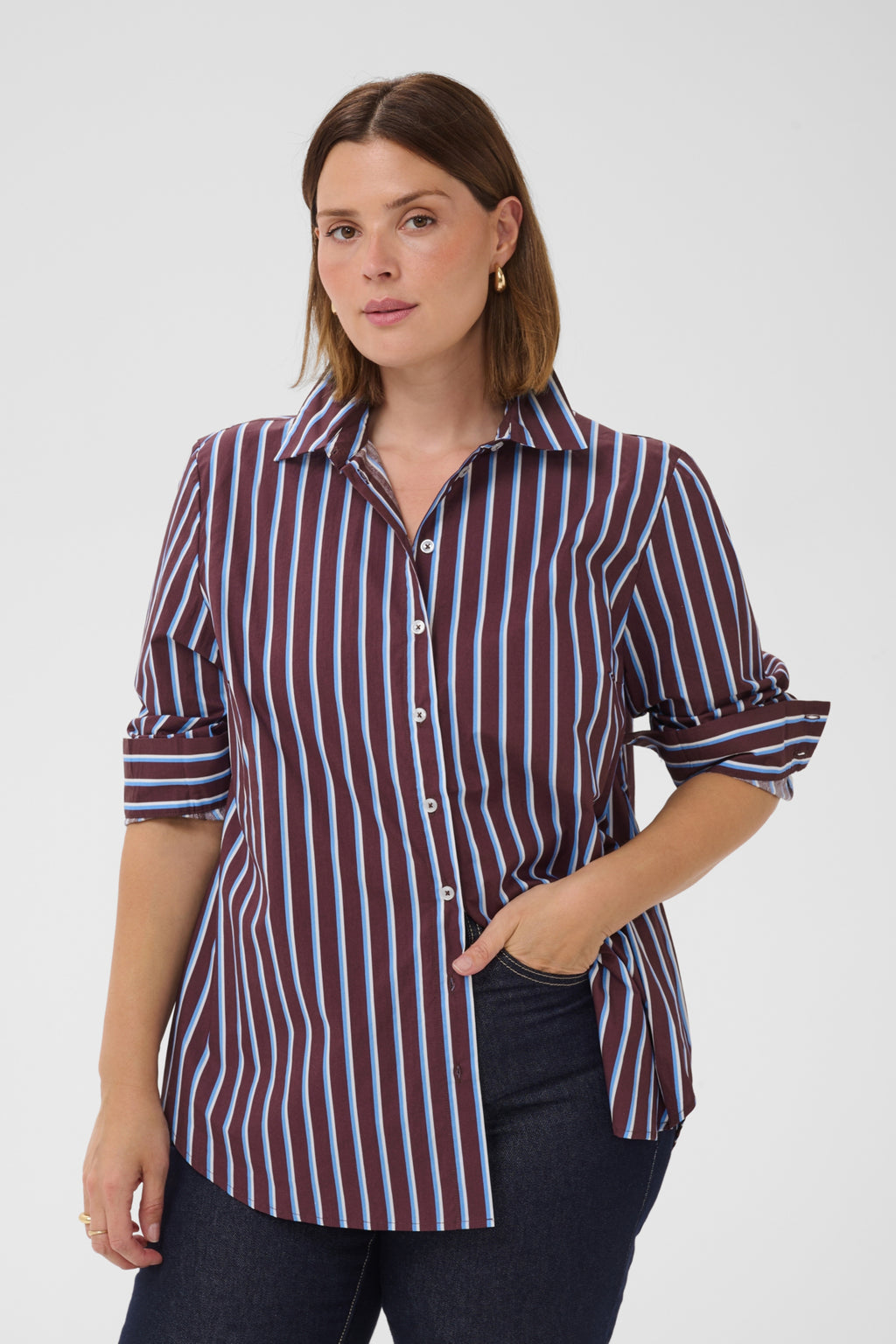 Blouses lange mouw bruin Kaffe curve