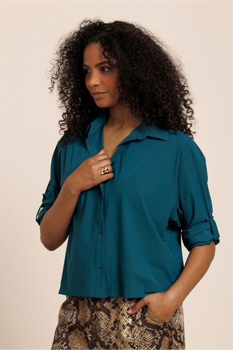 Blouses lange mouw blauw Studio Anneloes