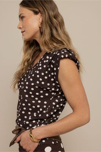 Blouses korte mouw bruin Studio Anneloes