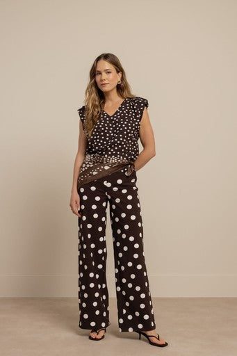 Blouses korte mouw bruin Studio Anneloes