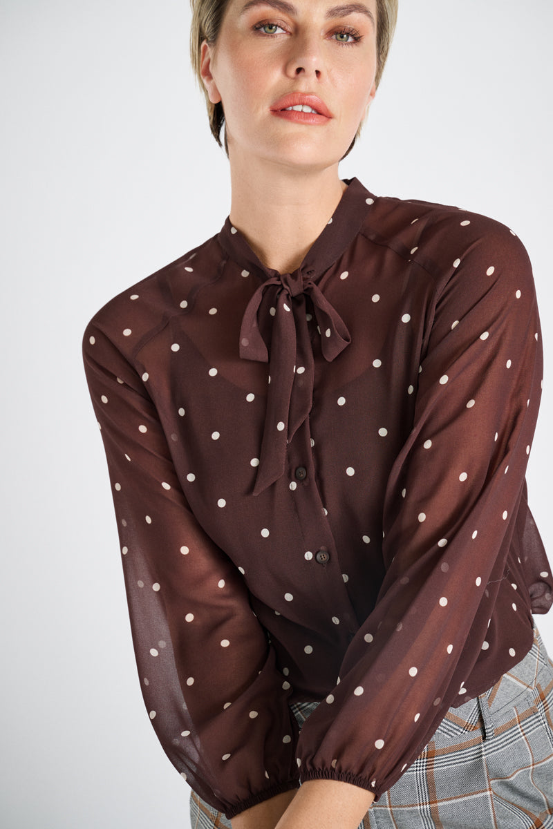 Blouses lange mouw bruin Marie Méro