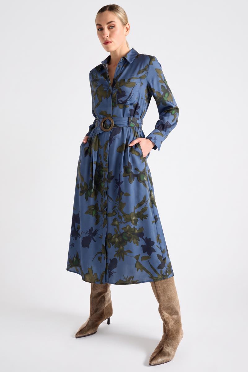 Jurken lange mouw blauw Marie Méro