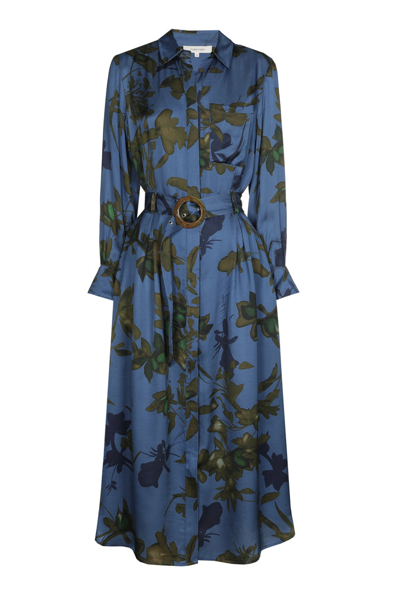 Jurken lange mouw blauw Marie Méro