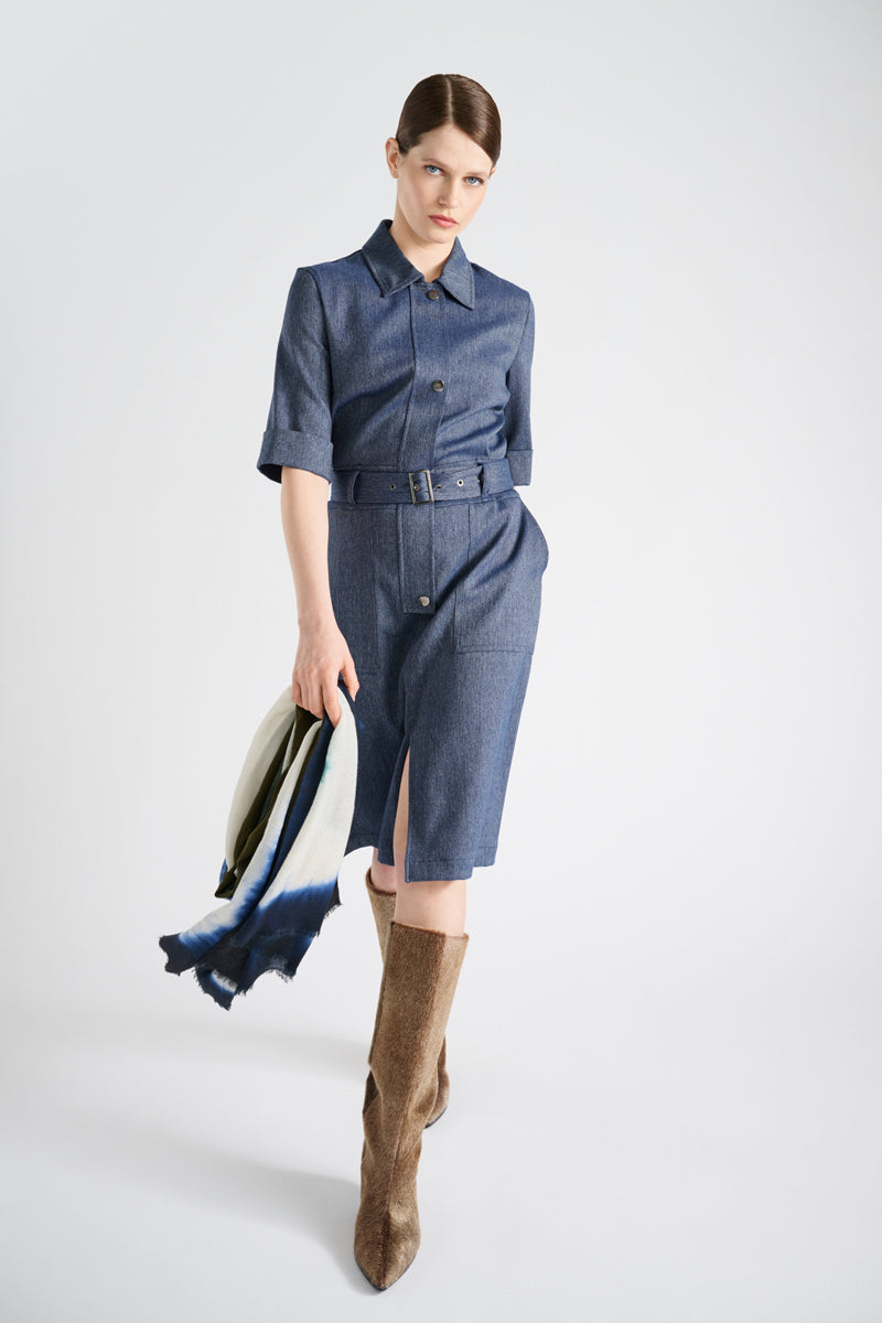 Jurken korte mouw blauw Marie Méro