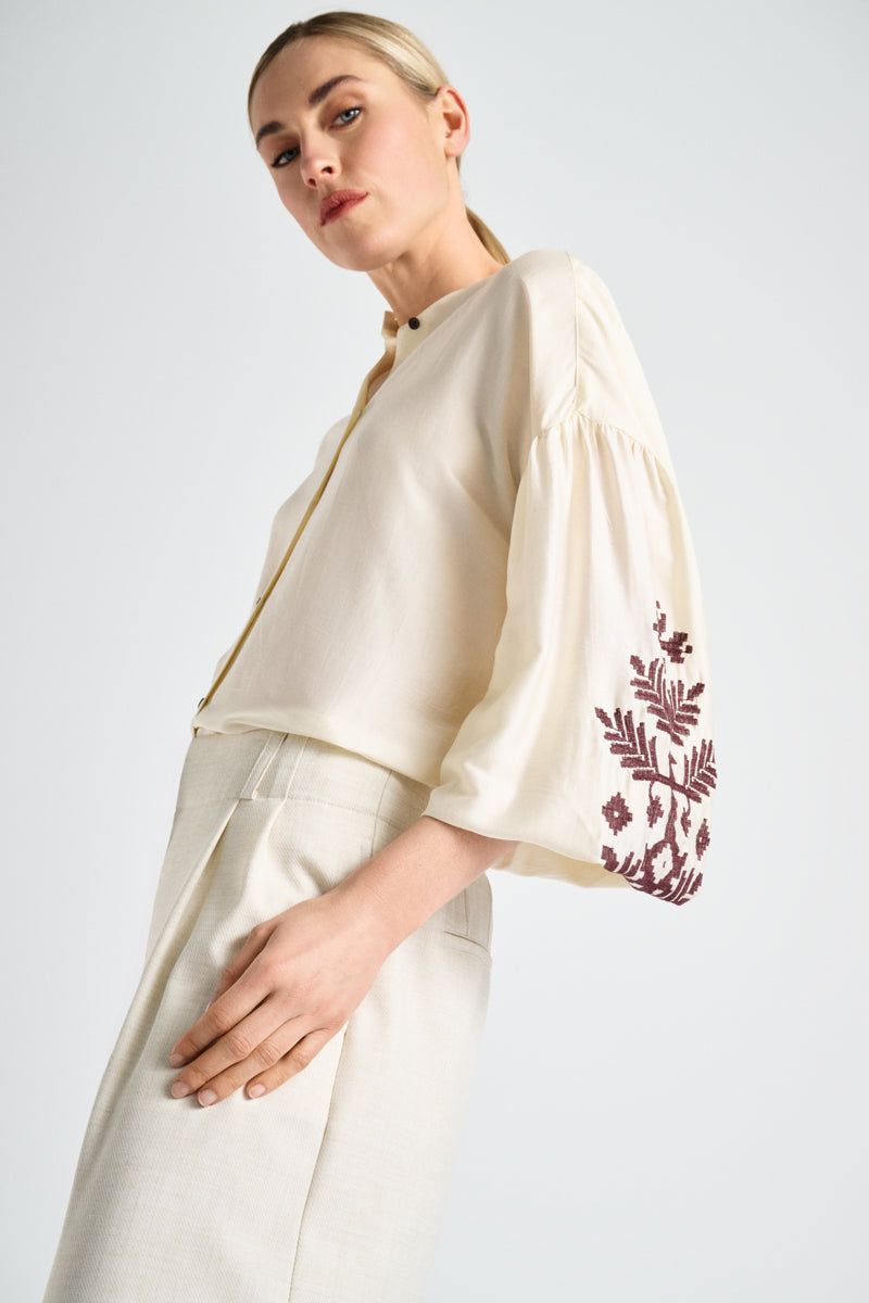 Blouses lange mouw beige Marie Méro