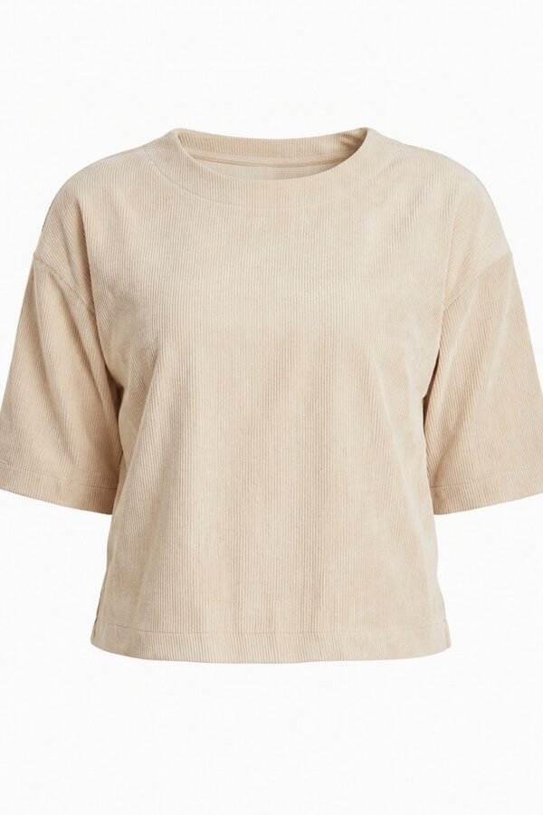 Blouses korte mouw beige Due Amanti