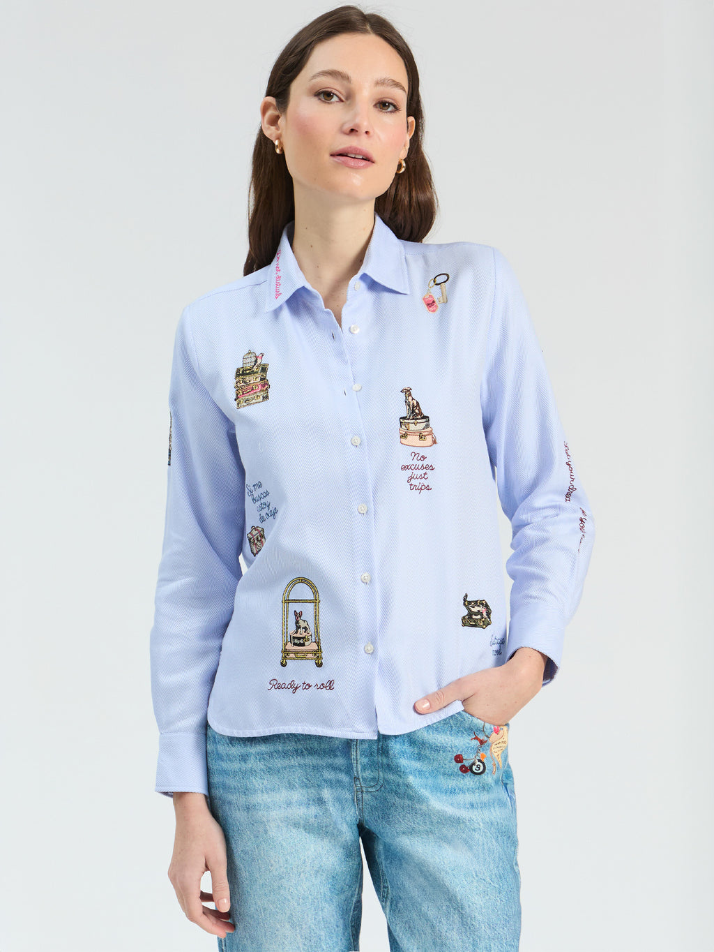 Blouses lange mouw blauw Vilagallo