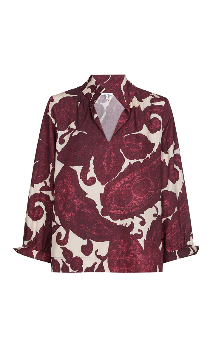 Blouses korte mouw bordeaux Xandres