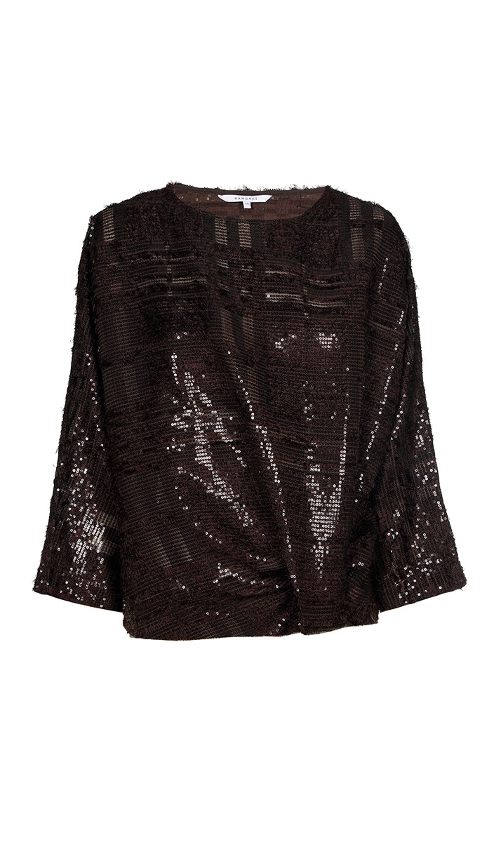 Blouses korte mouw bruin Xandres