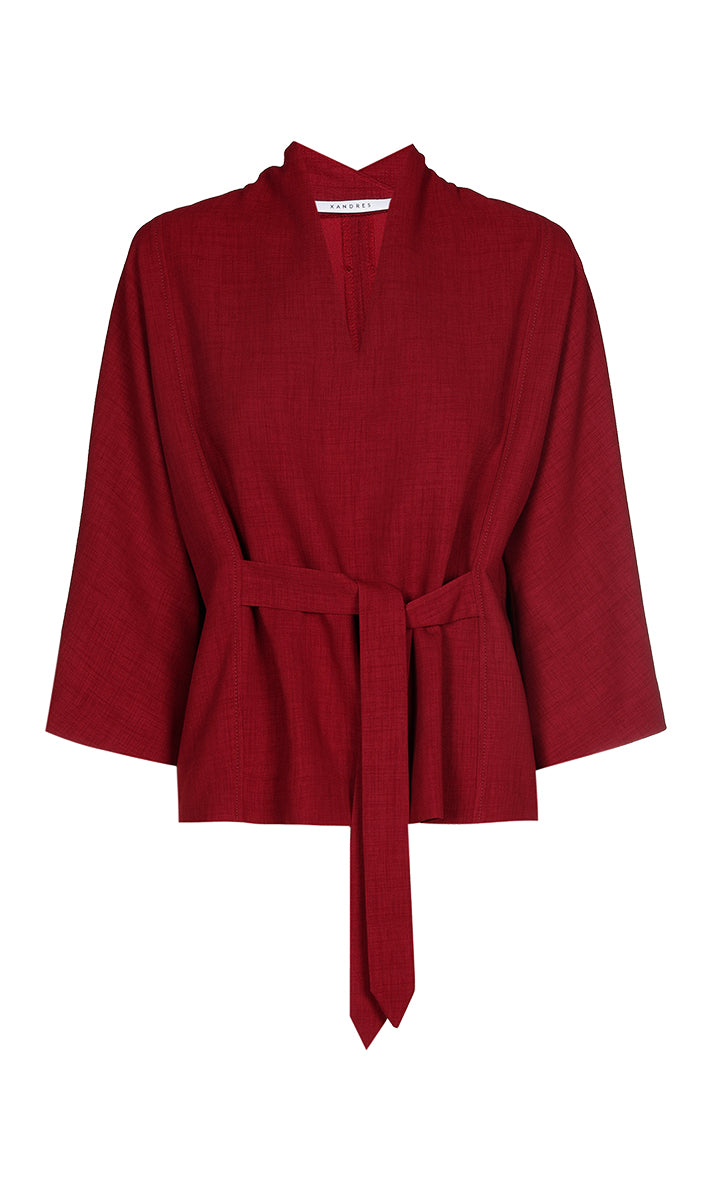 Blouses korte mouw rood Xandres