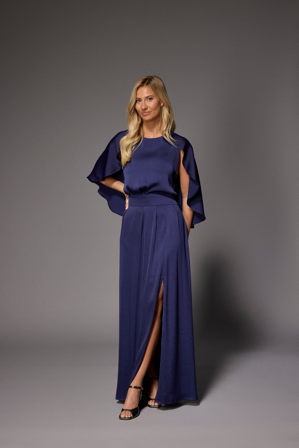 Jurken korte mouw navy LALOTTI