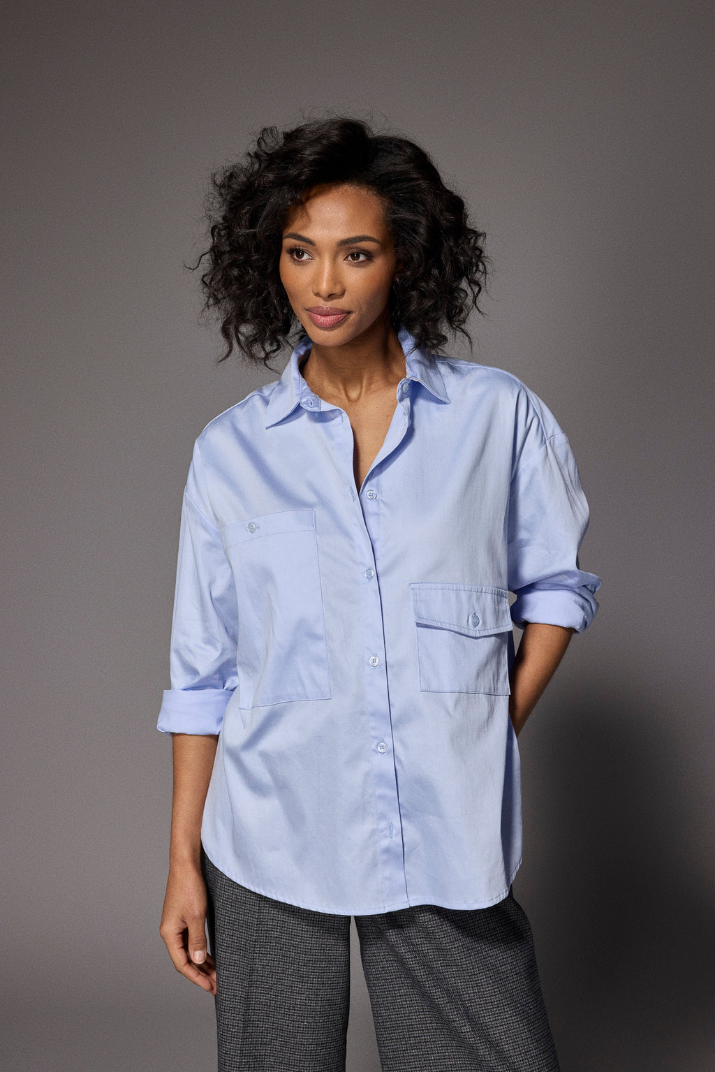 Blouses lange mouw blauw LALOTTI