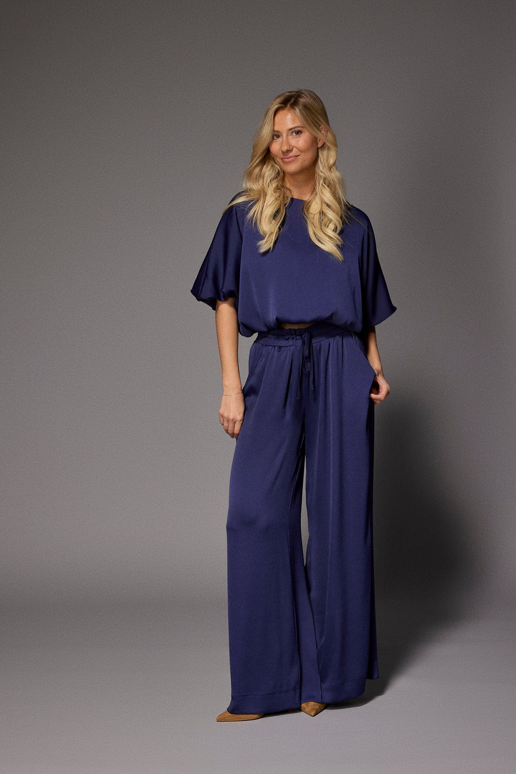Blouses korte mouw navy LALOTTI