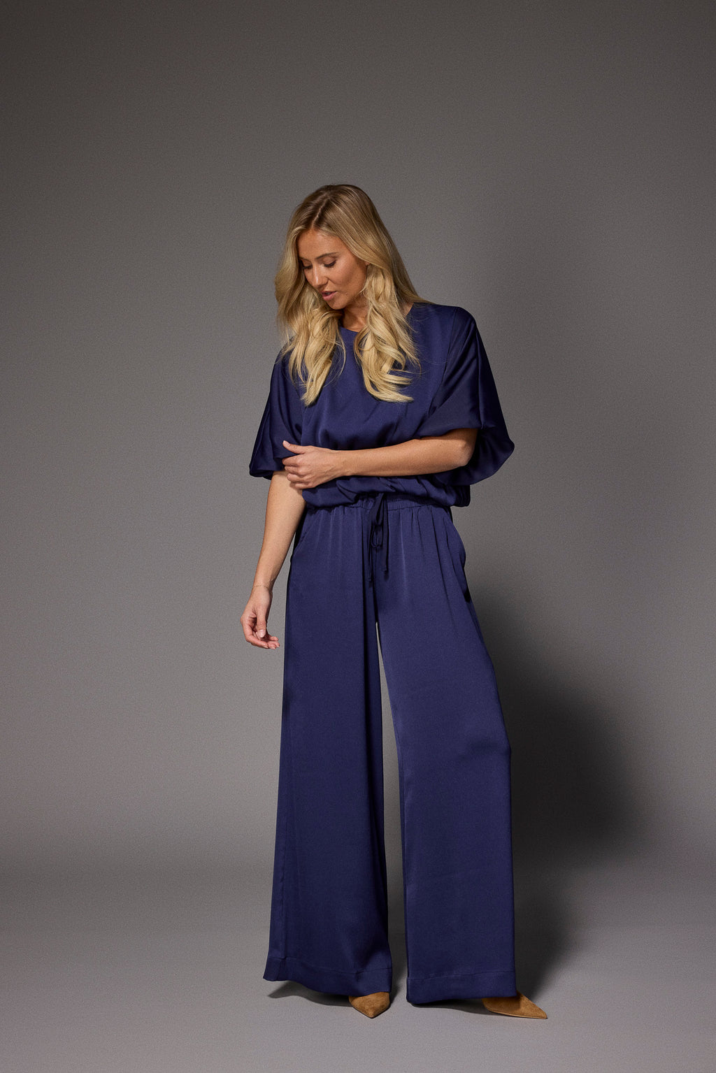 Blouses korte mouw navy LALOTTI