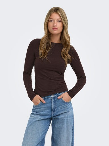 T-shirts lange mouw bruin ONLY
