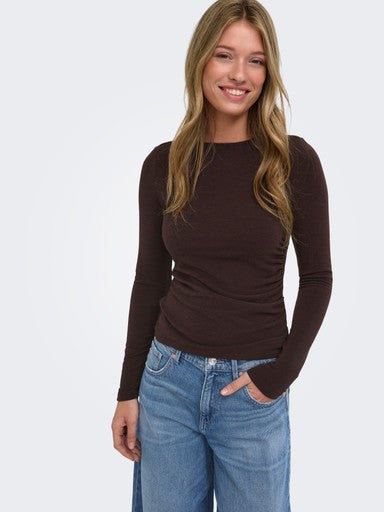 T-shirts lange mouw bruin ONLY