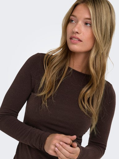 T-shirts lange mouw bruin ONLY