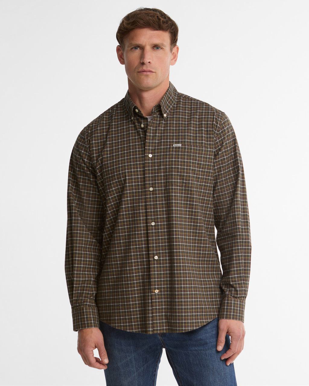 Hemden lange mouw groen Barbour