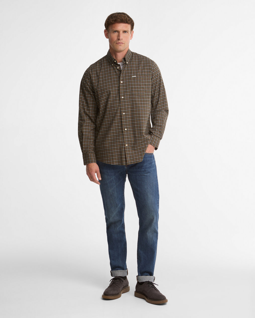 Hemden lange mouw groen Barbour