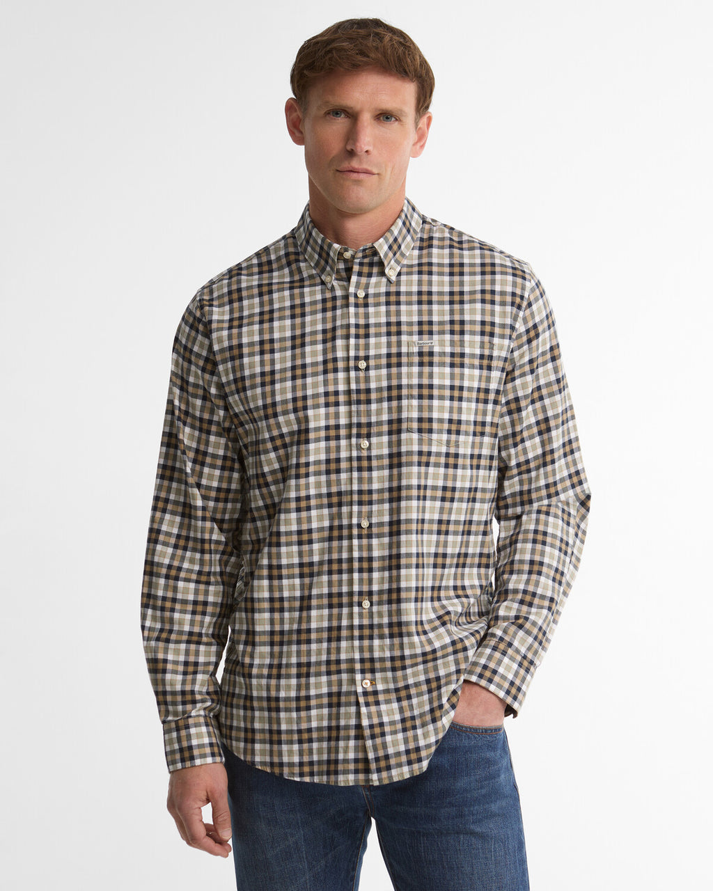 Hemden lange mouw navy Barbour
