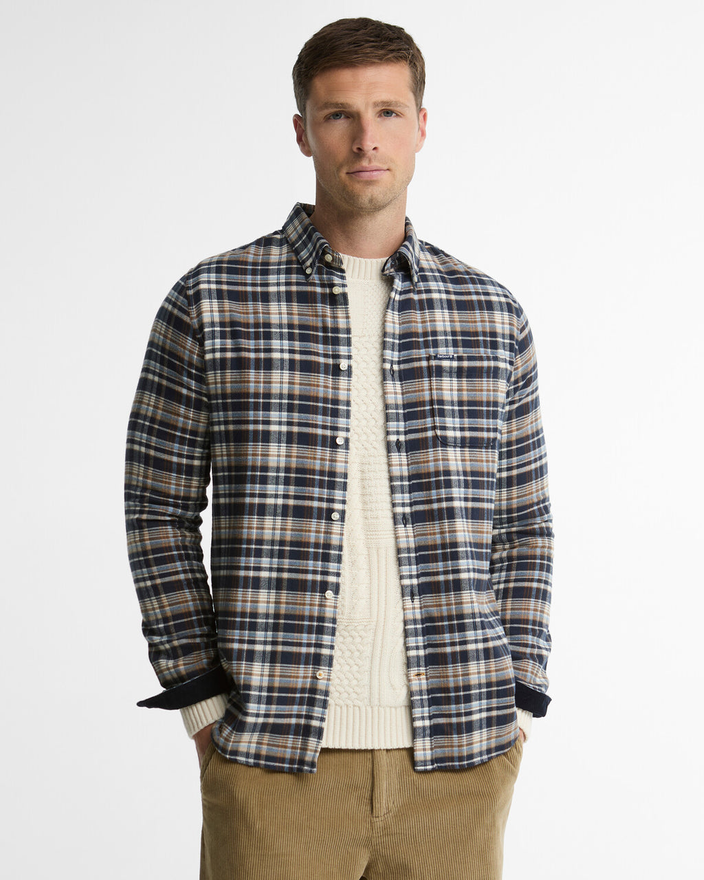 Hemden lange mouw navy Barbour