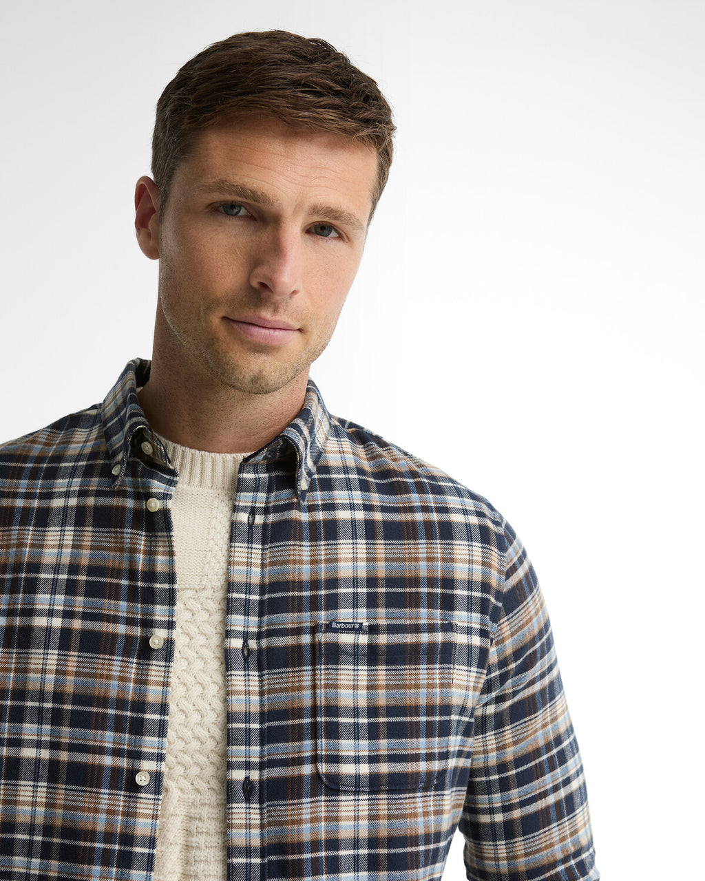 Hemden lange mouw navy Barbour