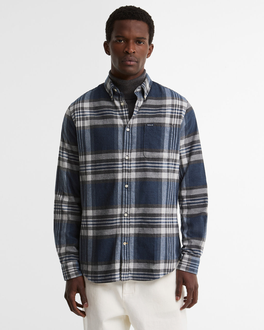 Hemden lange mouw blauw Barbour
