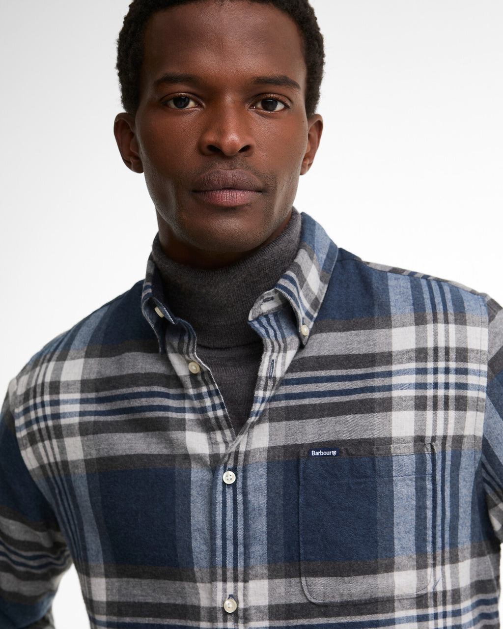 Hemden lange mouw blauw Barbour