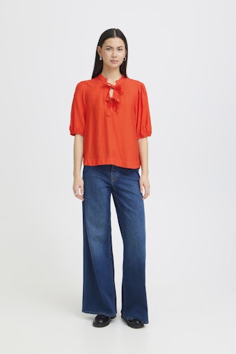 Blouses korte mouw rood ICHI