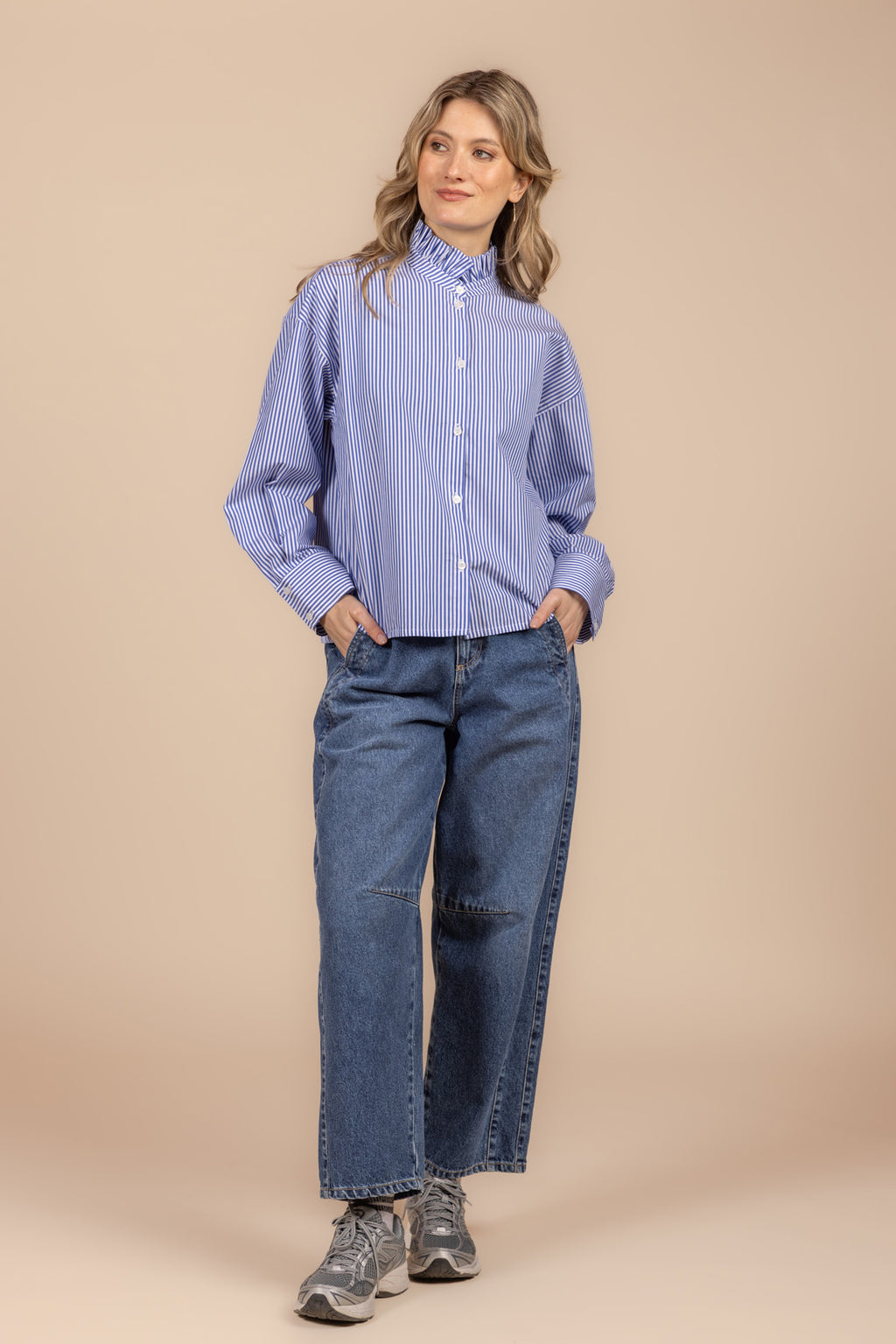 Blouses lange mouw blauw Four Roses
