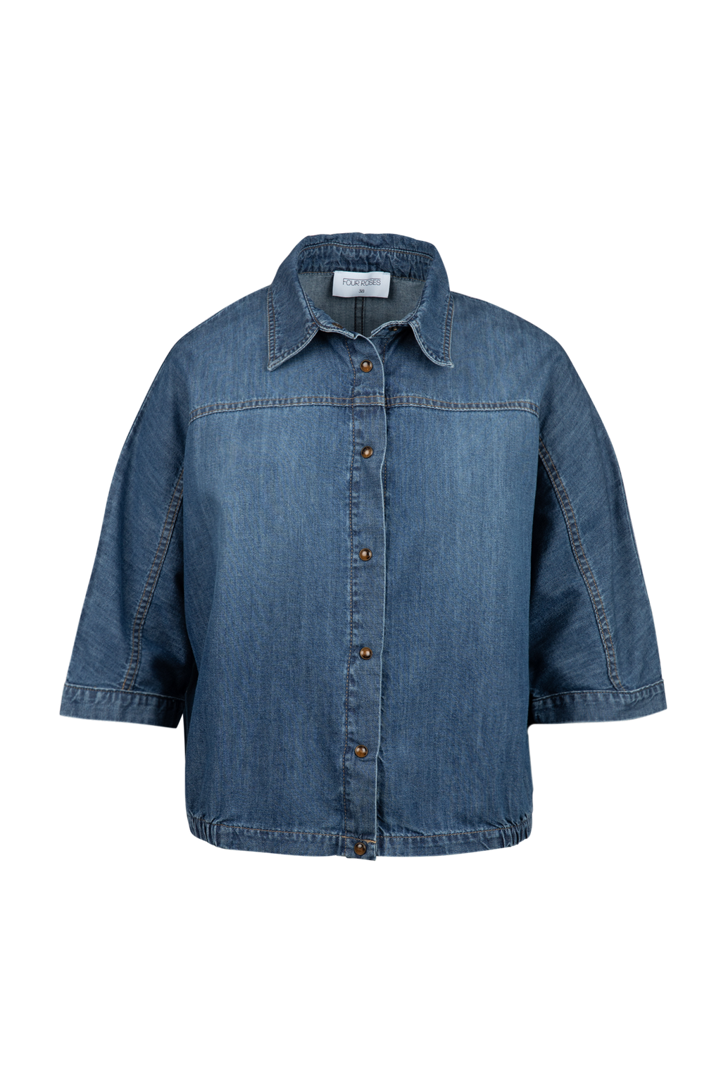Blouses lange mouw blauw Four Roses