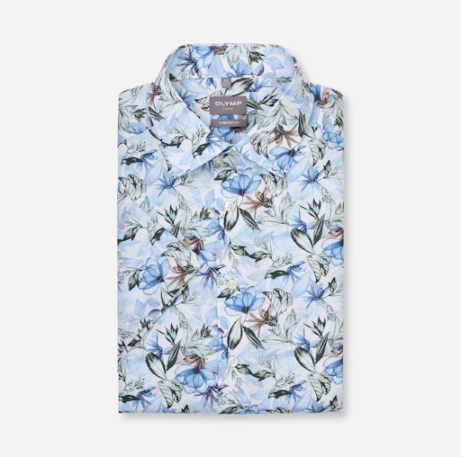 Hemden korte mouw blauw OLYMP