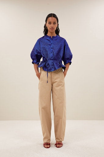 Blouses korte mouw blauw by-bar