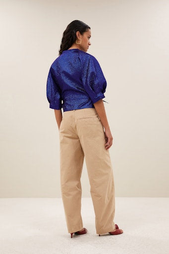 Blouses korte mouw blauw by-bar