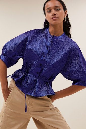 Blouses korte mouw blauw by-bar